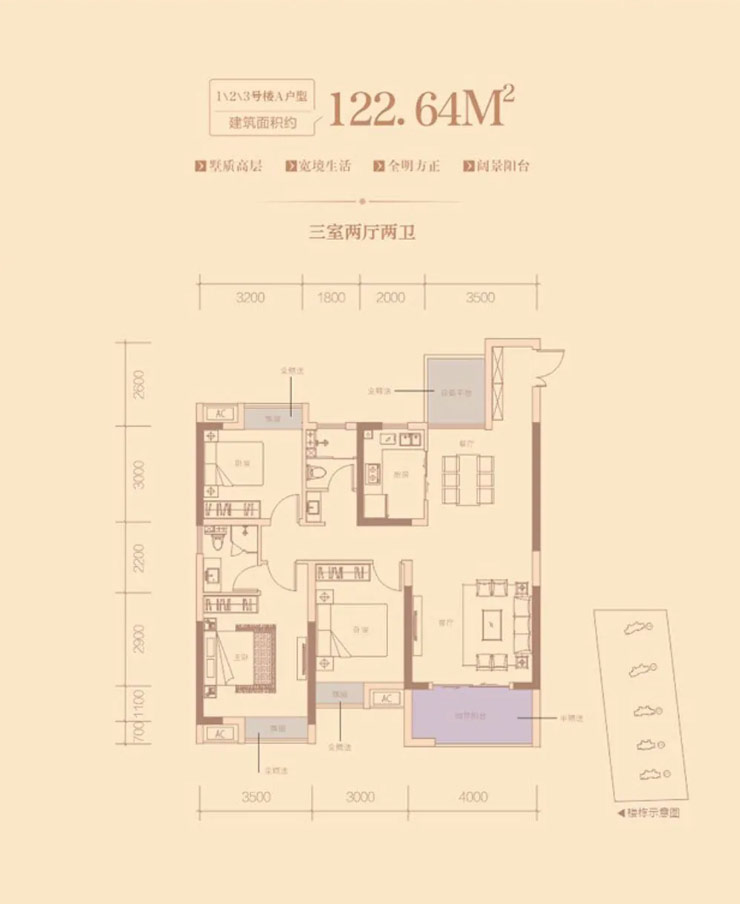 1、2、3號(hào)樓A戶型